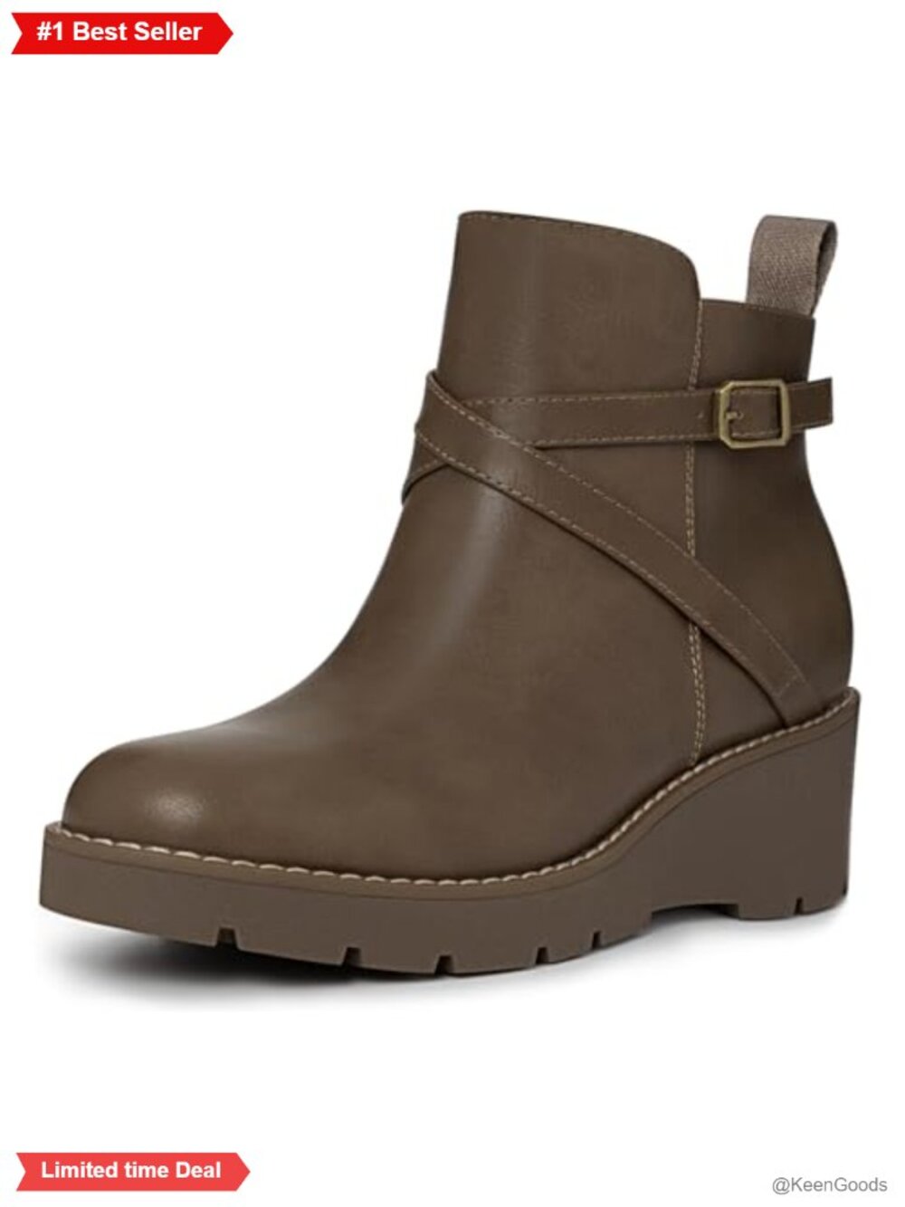 Wedge Ankle Boots Faux Leather Platform Lug Sole Side Zip Booties